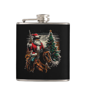 Santa Claus Cowboy - Vintage Christmas Tree Cowboy Hip Flask