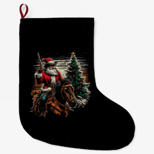Santa Claus Cowboy - Vintage Christmas Tree Cowboy Large Christmas Stocking