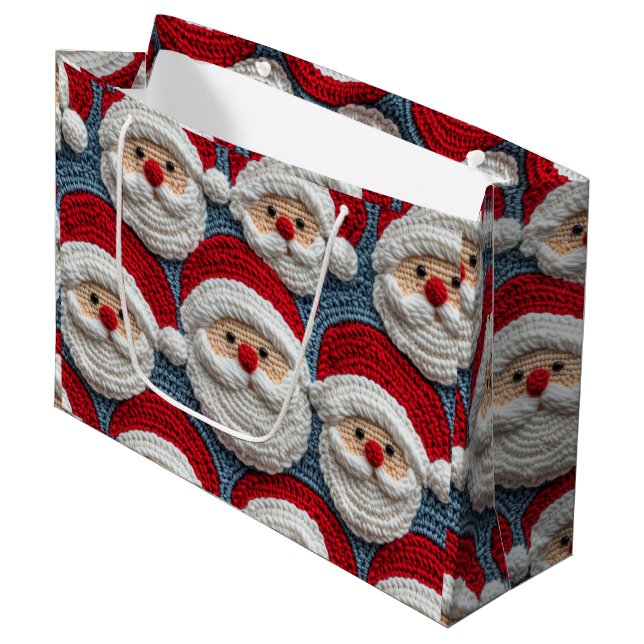 Santa Claus crochet pattern Large Gift Bag (Front Angled)
