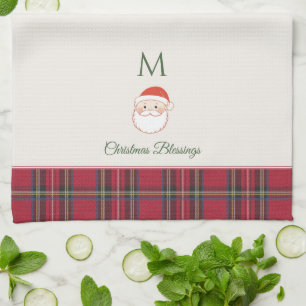Santa Claus Custom Monogram Christmas Tea Towel
