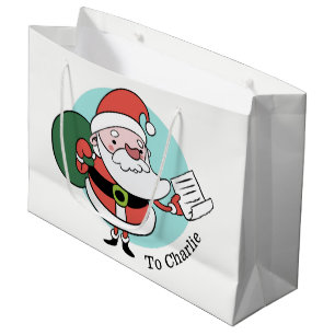 Santa Claus custom name large gift bag