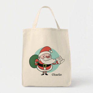 Santa Claus custom name tote bags