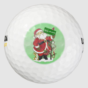 Santa Claus Cute Animals Merry Christmas Golf Balls