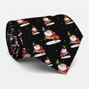 Santa Claus Cute Christmas watercolor painting Nec Tie