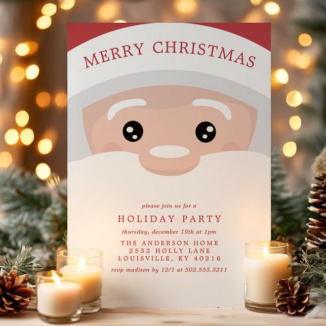 Santa Claus Cute Modern Christmas Holiday Party Invitation (Creator Uploaded)