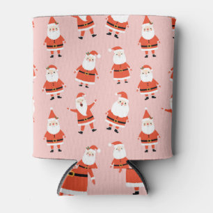 Santa Claus, Cute Pink Seamless Pattern. Can Cooler