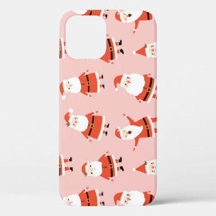 Santa Claus, Cute Pink Seamless Pattern. iPhone 12 Case