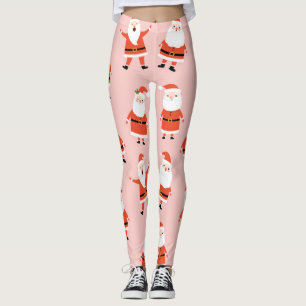 Santa Claus, Cute Pink Seamless Pattern. Leggings