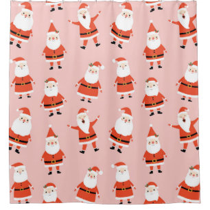 Santa Claus, Cute Pink Seamless Pattern. Shower Curtain