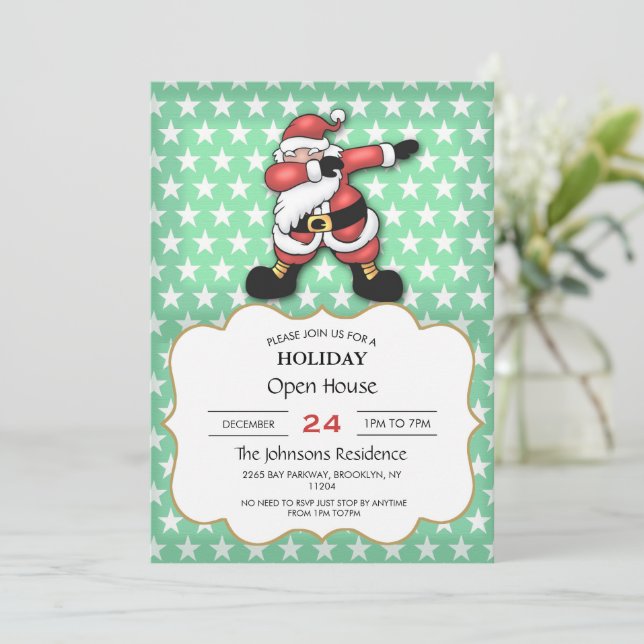 Santa claus dabbing cartoon          invitation (Standing Front)