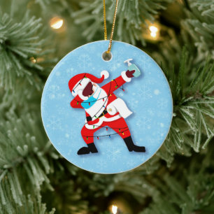 Santa Claus Dabbing Christmas covid Ceramic Ornament