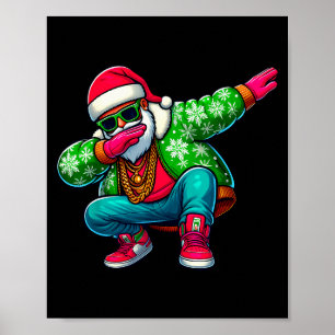 Santa Claus Dabbing Hip Hop Christmas Pajama Toddl Poster
