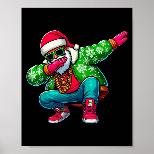 Santa Claus Dabbing Hip Hop Christmas Pajama Toddl Poster (Front)