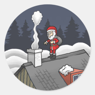 Santa Claus deliver the Christmas presents Classic Round Sticker