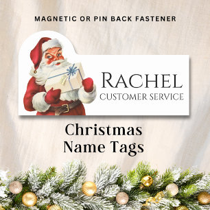 Santa Claus Delivering Gift Personalised Name Name Tag
