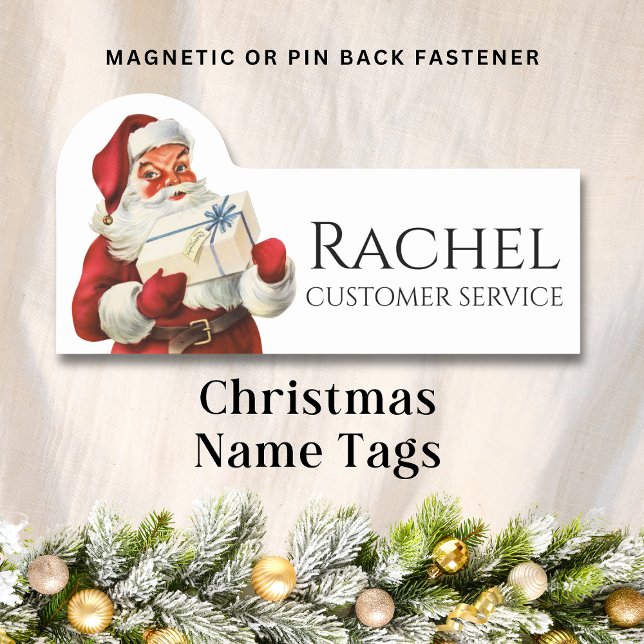 Santa Claus Delivering Gift Personalised Name Tag (Creator Uploaded)