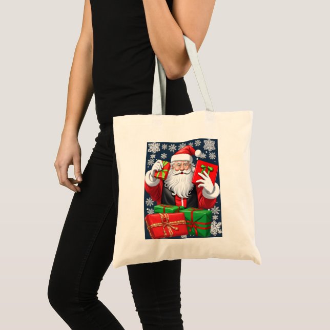 Santa Claus Delivering Presents Tote Bag (Front (Product))