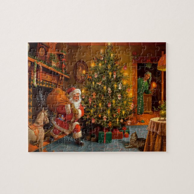Santa Claus Delivers Christmas Gifts Jigsaw Puzzle (Horizontal)