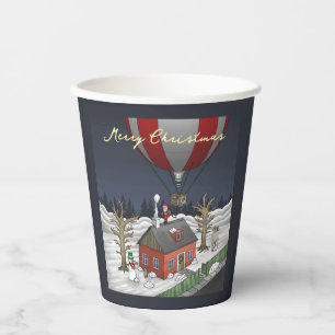 Santa Claus delivers Christmas presents Paper Cups