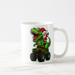Santa Claus Dinosaur Trex Monster Truck Merry Xmas Coffee Mug