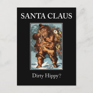 SANTA CLAUS dirty hippy? Xmas postcard! Holiday Postcard