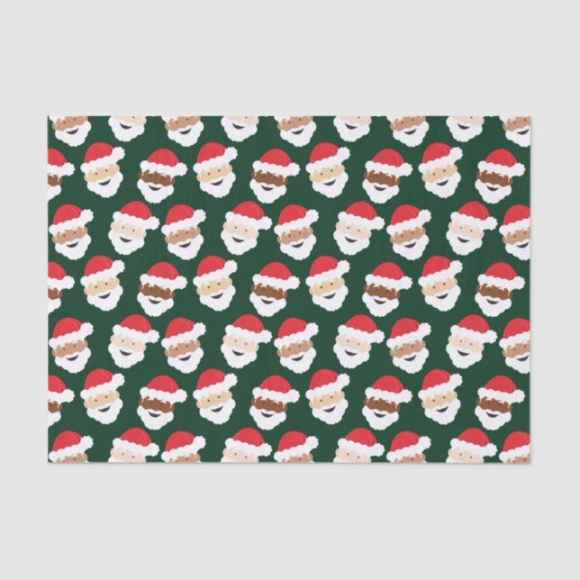 Santa Claus Diverse Red Green Skin Tone Christmas Tissue Paper (Front)