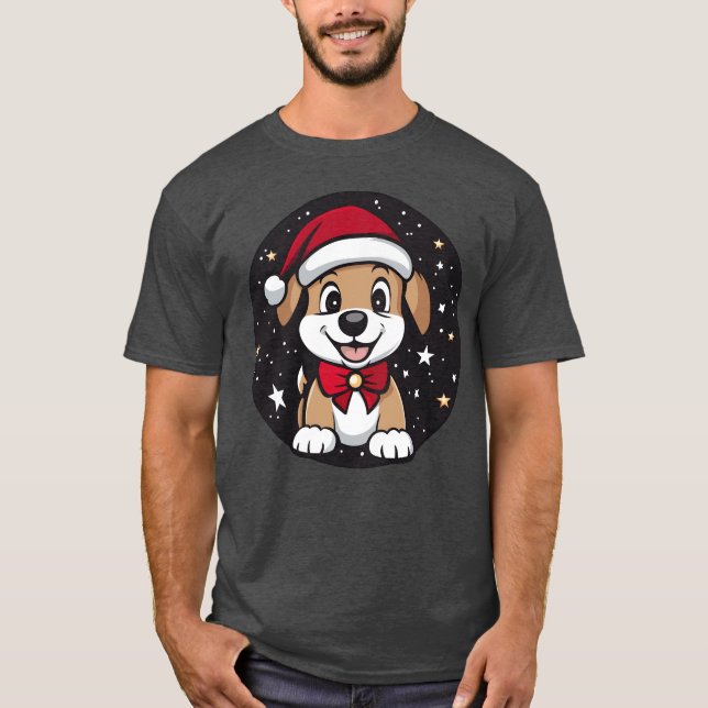 Santa Claus dog boy gift T-Shirt (Front)