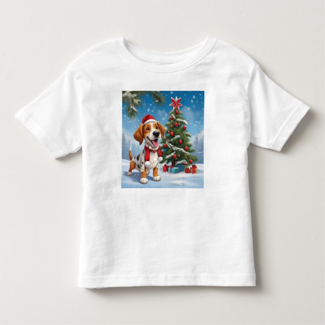 Santa Claus Dog Toddler T-Shirt (Front)