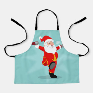 Santa Claus doing fitness exercises Apron