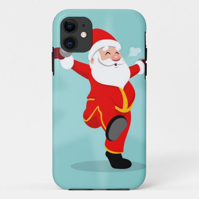 Santa Claus doing fitness exercises Case-Mate iPhone Case (Back)