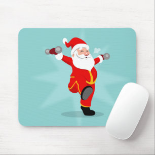 Santa Claus doing fitness exercises Mouse Pad