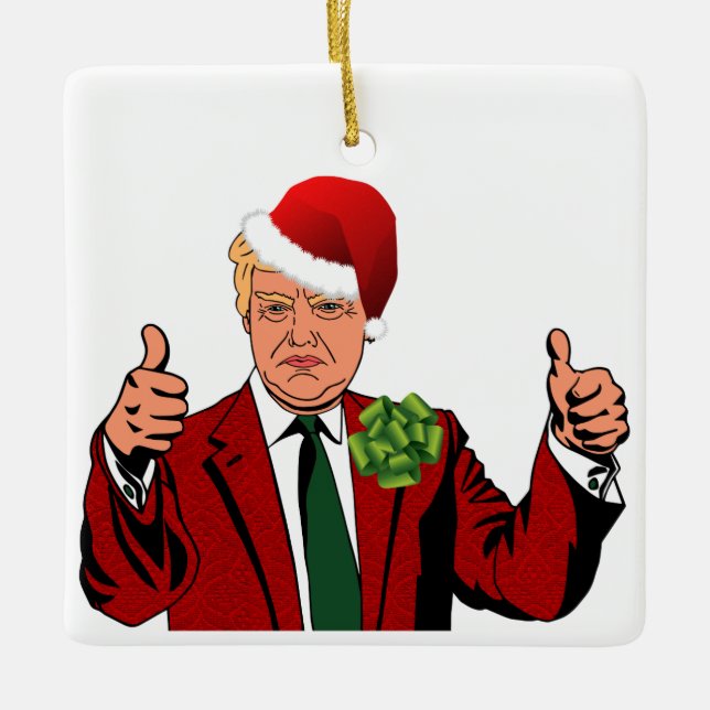 santa claus donald trump christmas ornament (Front)