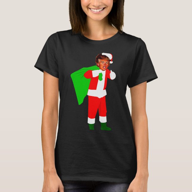 Santa Claus Donald Trump Funny Christma Ugly Xmas  T-Shirt (Front)