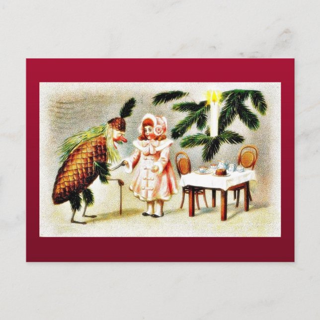Santa claus dressed like pineapple and wishes a gi holiday postcard (Front)