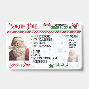 Santa Claus Driver License Christmas Badge ID Badge
