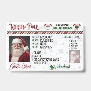 Santa Claus Driver License Christmas Badge ID Badge