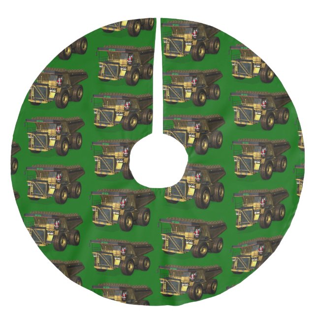 Santa Claus Drives Dump Truck Brushed Polyester Tree Skirt (Front)