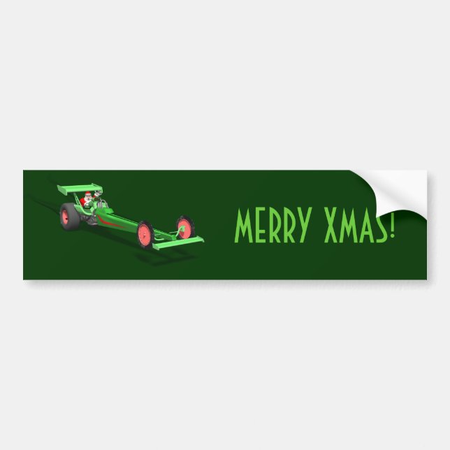Santa Claus Driving A Dragster Bumper Sticker (Front)