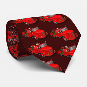 Santa Claus Driving A Fire Engine Tie