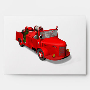 Santa Claus Driving A Fire Truck Envelope