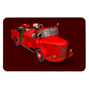 Santa Claus Driving A Fire Truck Magnet