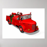 Santa Claus Driving A Fire Truck