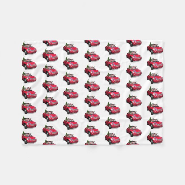 Santa Claus Driving A Mini Fleece Blanket (Front (Horizontal))