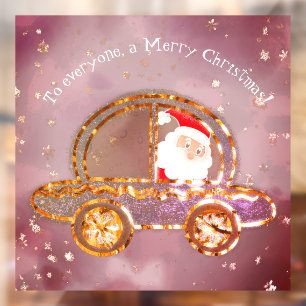 Santa Claus Driving Car Festive Pink Christmas