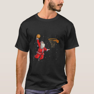 Santa Claus Dunking A Basketball Funny Christmas L T-Shirt