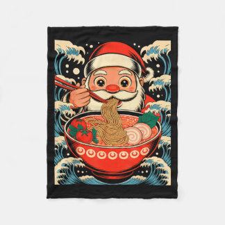 Santa Claus Eating Ramen Noodles Japanese Christma Fleece Blanket
