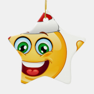 santa claus emoji ceramic ornament