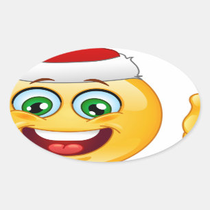 santa claus emoji oval sticker
