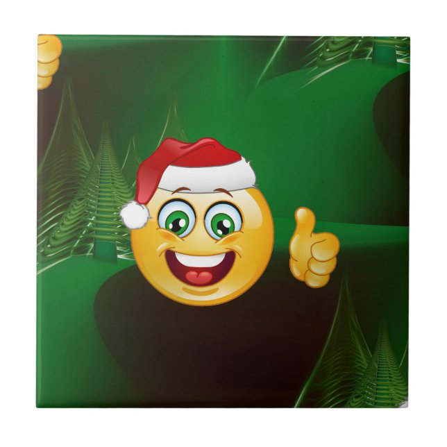 santa claus emojis ceramic tile (Front)
