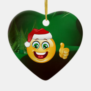 santa claus emojis ceramic tree decoration